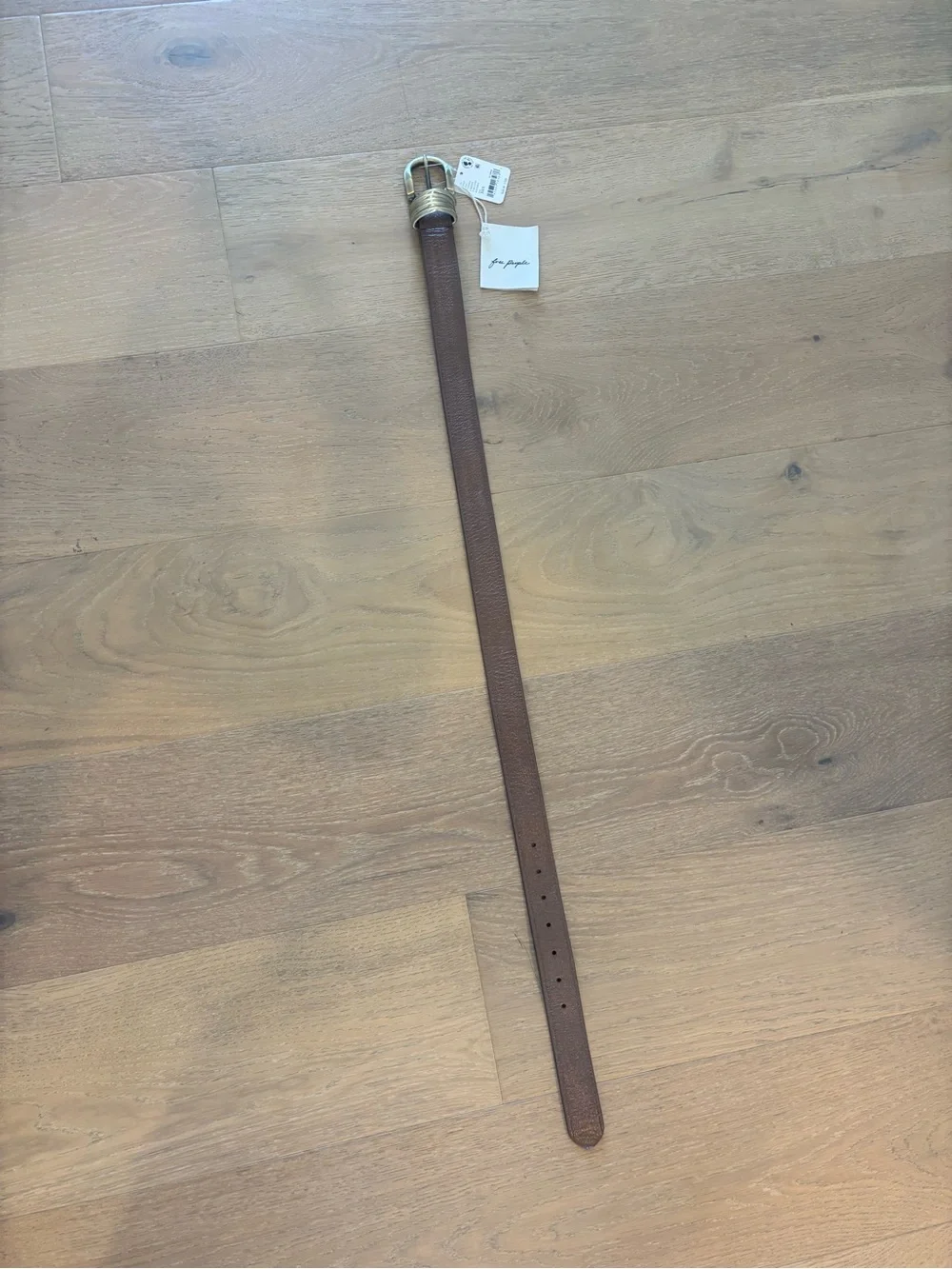 Free People Rori Leather Belt XS-S NWT Cognac Brown Gold Metal Buckle Boho